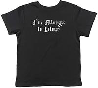 Shopagift Wednesday Kids T-Shirt I'm Allergic to Colour Childrens Tee Gift Black