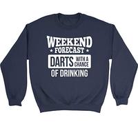 Shopagift Weekend Forecast Darts with a Chance of Drinking Unisex Sweatshirt Jumper Navy