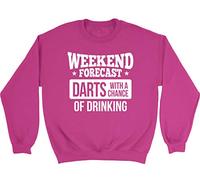 Shopagift Weekend Forecast Darts with a Chance of Drinking Unisex Sweatshirt Jumper Pink