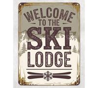 Shopagift Welcome to the Ski Lodge Metal Poster Wall Tin Sign Man Cave Shed Bar Bedroom Home Kitchen - A5