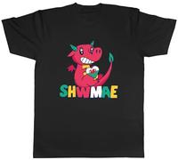 Shopagift Welsh Dragon Mens T-Shirt Shwmae Sumae Wales Hello Day Tee Black