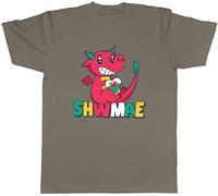 Shopagift Welsh Dragon Mens T-Shirt Shwmae Sumae Wales Hello Day Tee Grey