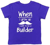 Shopagift When i Grow up I Want to be a Builder Childrens Kids T-Shirt Blue
