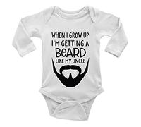 Shopagift When I Grow Up I'm Getting A Beard Like Uncle Boys Long Sleeve Baby Vest Bodysuit White