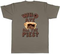 Shopagift Who ate All The Pies? Mens T-Shirt Funny British Pie Tee Grey