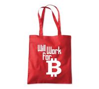 Shopagift Will Work For Bitcoin Funny Crypto Tote Shopping Beach Bag 10 Litres Capacity - 42cm x 38cm