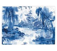 Shopagift Willow Tree Scene Blue White Glass Chopping Board Large Kitchen Worktop Saver 39cm x 28cm
