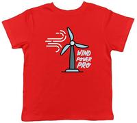 Shopagift Wind Mill Power Kids T-Shirt Wind Power Pro Renewable Energy Childrens Tee Boys Girls Red