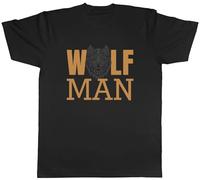 Shopagift Wolf Man Mens T-Shirt Wild Animal Wolves WerewolfTee Black