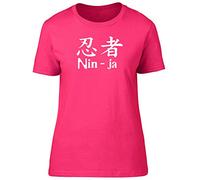 Shopagift Womens Ninja in Japanese Fitted T-Shirt Pink