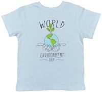 Shopagift World Environment Day Kids T-Shirt Hold The World Like a Plant Childrens Tee Boys Girls Light Blue