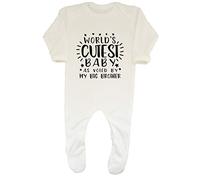 Shopagift Worlds Cutest Baby as Voted by My Big Brother Baby Grow Romper Suit White
