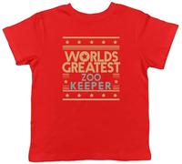 Shopagift Worlds Greatest Zookeeper Kids T-Shirt Safari Jungle Ranger Childrens Tee Boys Girls Red
