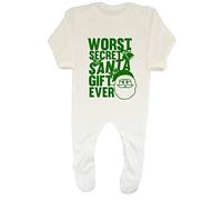 Shopagift Worst Secret Santa Gift Ever with Santa Face- Green Baby Grow Romper Suit