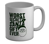 Shopagift Worst Secret Santa Gift Ever with Santa Face- Green White 11oz Large Mug Cup