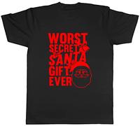 Shopagift Worst Secret Santa Gift Ever with Santa Face- Red T-Shirt
