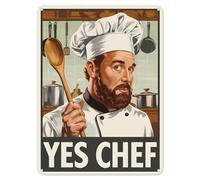 Shopagift Yes Chef Funny Kitchen Cook Metal Poster Wall Tin Sign Man Cave Shed Bar Bedroom Home Kitchen - A5