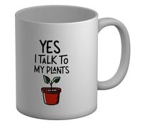 Shopagift Yes I Talk to My Plants Gardening Allotment Mug White 11oz Large Ceramic Cup