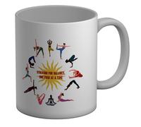 Shopagift Yoga Poses Mug Striving for Balance One Post at a Time White 11oz Large Ceramic Cup