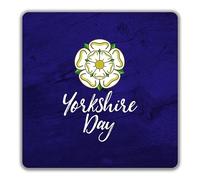Shopagift Yorkshire Day 2 Pack Coasters White Rose Celebration Gift - 9cm x 9cm