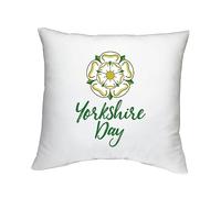 Shopagift Yorkshire Day Cushion Cover White Rose Celebration Gift Bedroom Lounge Accessory - 40cm x 40cm