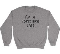Shopagift Yorkshire Day Kids Sweatshirt I'm a Yorkshire Lass Gift Jumper Grey
