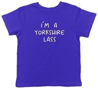 Shopagift Yorkshire Day Kids T-Shirt I'm a Yorkshire Lass Childrens Tee Gift Blue