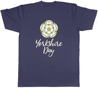 Shopagift Yorkshire Day Mens T-Shirt White Rose Celebration Tee Gift