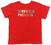 Shopagift Yorkshire Pudding Kids T-Shirt Funny Proud Yorkshir British Childrens Tee Boys Girls Red