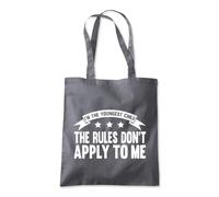 Shopagift Youngest Child The Rules Don't Apply to Me Tote Shopping Beach Bag 10 Litres Capacity - 42cm x 38cm
