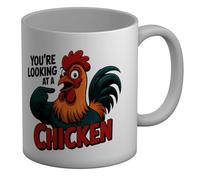 Shopagift You're Looking at a Chicken Rooster Funny Mug White 11oz Large Ceramic Cup