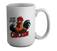 Shopagift You're Looking at a Chicken Rooster Funny Mug White 15oz Large Ceramic Cup