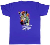 Shopagift Zebra Mens T-Shirt I'm Practically a Unicorn Funny Tee Blue