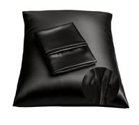 ShopBedding Luxury Satin Pillowcase Set of 2 - Standard Satin Pillowcase with Zip Black - Blissford