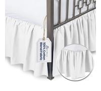 SHOPBEDDING Ruffled Bed Skirt with Split Corners - Double, White 18" Drop Bed skirt Dust Ruffle