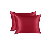 ShopBedding Satin Pillowcase with Zipper, for Hair and Skin Care, Feels Soft and Cool Like a Silk Pillowcase, Red Satin Pillow Cases Set of 2, Slik Pillow Cover, Standard Size - 2 Pack - Blissford