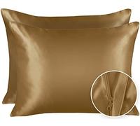 ShopBedding Satin Pillowcase with Zipper, for Hair and Skin Care, Feels Soft and Cool Like a Silk Pillowcase, Gold Satin Pillow Cases 2 Pack, Slik Pillow Cover, Standard Size - Set of 2 - Blissford