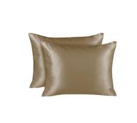 ShopBedding Satin Pillowcase with Zipper, for Hair and Skin Care, Feels Soft and Cool Like a Silk Pillowcase, Beige Satin Pillow Cases 2 Pack, Slik Pillow Cover, King Size, Set of 2 - Blissford