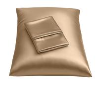 ShopBedding Satin Pillowcase with Zipper, for Hair and Skin Care, Feels Soft and Cool Like a Silk Pillowcase, Beige Satin Pillow Cases 2 Pack, Slik Pillow Cover, King Size, Set of 2 - Blissford