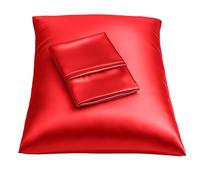 ShopBedding Satin Pillowcase with Zipper, for Hair and Skin Care, Feels Soft and Cool Like a Silk Pillowcase, Red Satin Pillow Cases Set of 2, Slik Pillow Cover, Standard Size - 2 Pack - Blissford