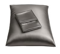 ShopBedding Satin Pillowcase with Zipper, for Hair and Skin Care, Feels Soft and Cool Like a Silk Pillowcase, Satin Pillow Cases 2 Pack, Slik Pillow Cover, Dark Grey - Queen Size - Blissford
