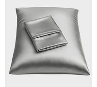 SHOPBEDDING Shop Bedding Luxury Satin Pillowcase for Hair Satin Standard Pillow Case Zippered,Blissford Queen (2-Pack) Silver