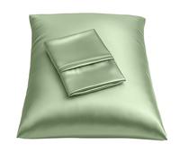 SHOPBEDDING Shop Bedding Luxury Satin Pillowcase for Hair Standard Satin Pillowcase with Zipper, Sage (Pillowcase Set of 2) Blissford