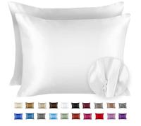 SHOPBEDDING Shop Bedding Luxury Satin Pillowcase for Hair Standard Satin Pillowcase with Zipper, White (Pillowcase Set of 2) Blissford