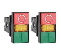 Shopcorp Double Head Push Button with Signal Lamp - On/Off Start/Stop Switch for Home and Industrial Equipment and Mount Panels in Operating Rooms and Distribution Boxes (2 Pack)