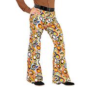 shoperama 70s Retro Men's Trousers with and without Pattern, Disco Costume, Seventies Battle, Size: XXL, Colour: Bubbles
