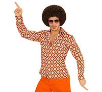 shoperama 70s Retro Shirt with or without Pattern Disco Men's Costume Seventies Hat, Size: L/XL, Colour: Rhombus