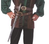 shoperama Double Belt with Sword Holder in Brown Medieval Knight Warrior Robin Hood Costume Accessory