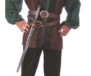shoperama Double Belt with Sword Holder in Brown Medieval Knight Warrior Robin Hood Costume Accessory