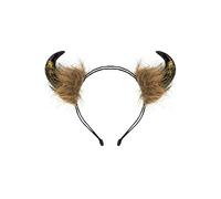 shoperama Headband with Horns and Faux Fur Viking Demon Faun Aries Cosplay Fantasy Costume Accessory